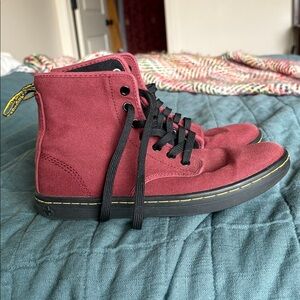 Dr. Martens Maroon Canvas Boots 7